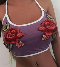 Women  New Fashion Sexy Tank Tops For Women Bare Midriff Appliques Rose Sleeveless Fitness Tanks & Camis Tops Female #01 GS