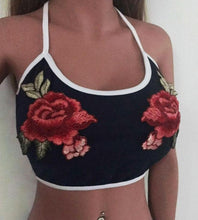Women  New Fashion Sexy Tank Tops For Women Bare Midriff Appliques Rose Sleeveless Fitness Tanks & Camis Tops Female #01 GS