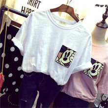 Women Summer Print T Shirt Fashion Animal Print Casual Woman Mouse Print Tops O-Neck Short Sleeve t-shirt With Pocket 71565 GS