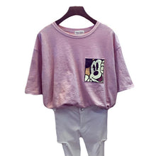 Women Summer Print T Shirt Fashion Animal Print Casual Woman Mouse Print Tops O-Neck Short Sleeve t-shirt With Pocket 71565 GS