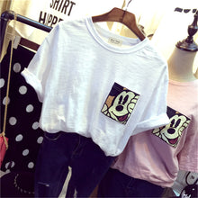 Women Summer Print T Shirt Fashion Animal Print Casual Woman Mouse Print Tops O-Neck Short Sleeve t-shirt With Pocket 71565 GS