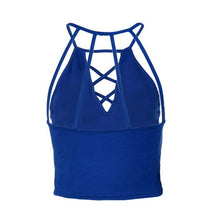 Women  Tank Tops  Sexy Bandage Sleeveless Halterneck Crop Tops Female Solid Backless Vest Short Tank Top Women #63 GS