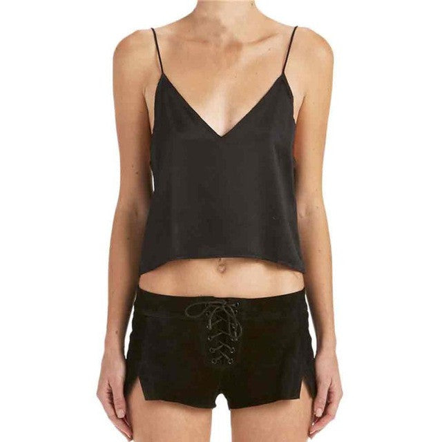 Women Tops   Sling Sexy V Neck Backless Sleeveless Tank Top For Women Cropped Feminina Ladies Camisole Femme #43 GS