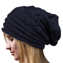 Women  Fashion Hats Crochet Knitted Wool Beanies  Gorros Female Caps Warm Skullies Chapeu Feminino Black Grey #1129 GS