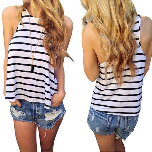 Women blouses   Striped Shirt Women Casual Blouse Women Shirts Tops Sleeveless blusas Women's Clothing vetement femme GS