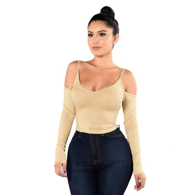 camisas femininas  Fashion Womens Sexy Off Shoulder Long Sleeve T-Shirt Tops Lady Tshirt Tee Shirt Femme &03 GS