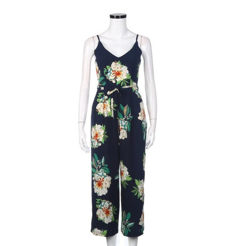 rompers womens jumpsuit Women   V-Neck Floral Print Sling Ladies Jumpsuit Beach Long Pants Jumpsuits Women Clothes #23 GS