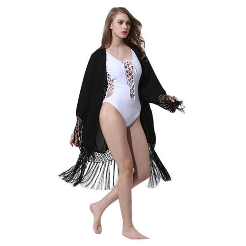 style  Ladies' elegant Tessal Solid long Kimonos outwear loose vintage bikini cover up Women kimono cardigan blusa GS
